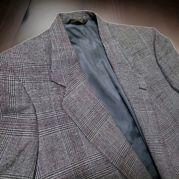 Nino Cerruti Rue Royale Men’s Blazer Sport Coat 44R Gray Glen Plaid Wool - Picture 2 of 11